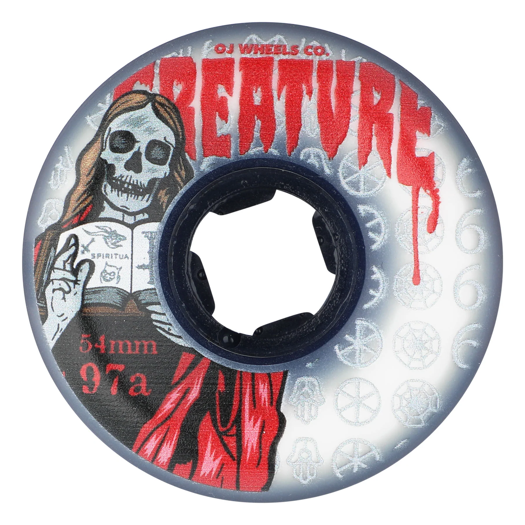 54mm White Creature Bloodsuckers Hardline 97a OJ Skateboard Wheels