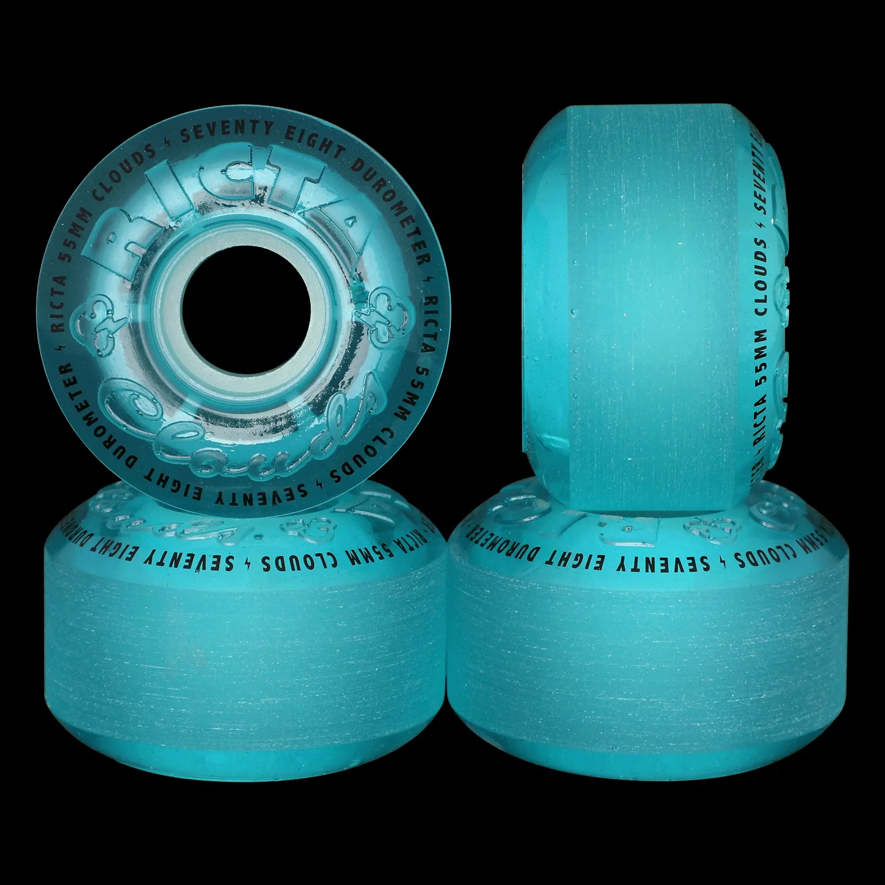 55mm Clouds Blue Glow In The Dark 78a Ricta Skateboard Wheels