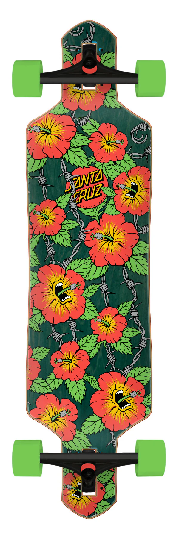 9in Screaming Hibiscus Santa Cruz Drop Thru Longboard