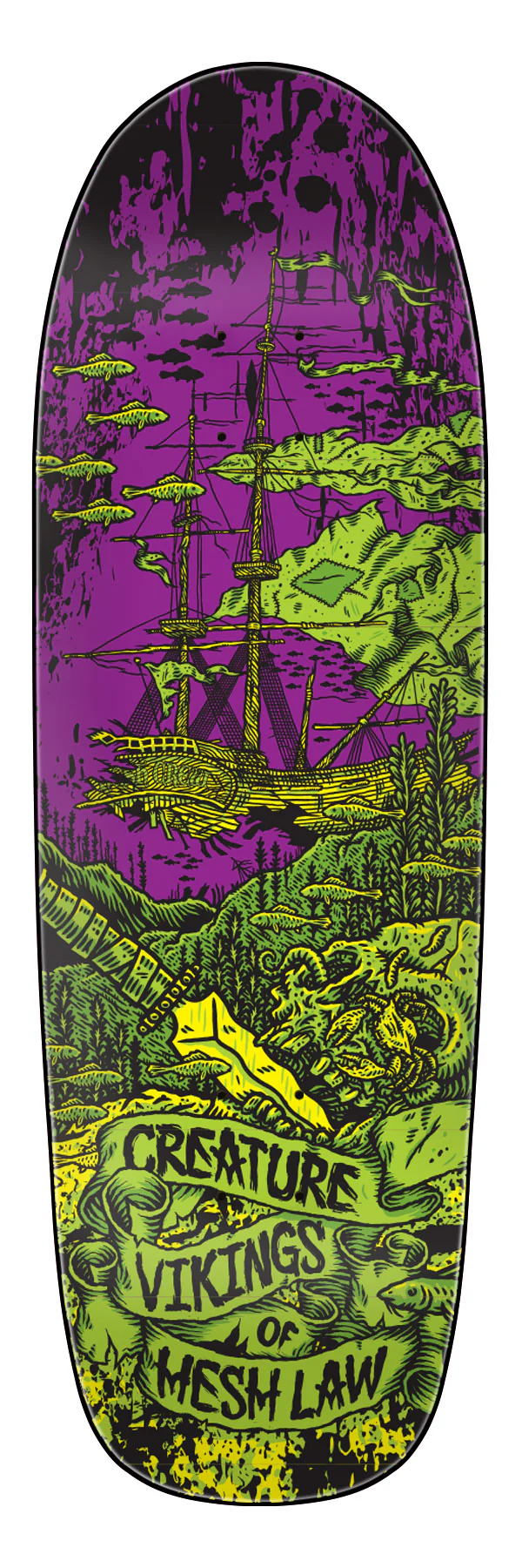 9.55in Team Viking of Hesh Law XX Shaped Creature Skateboard Deck