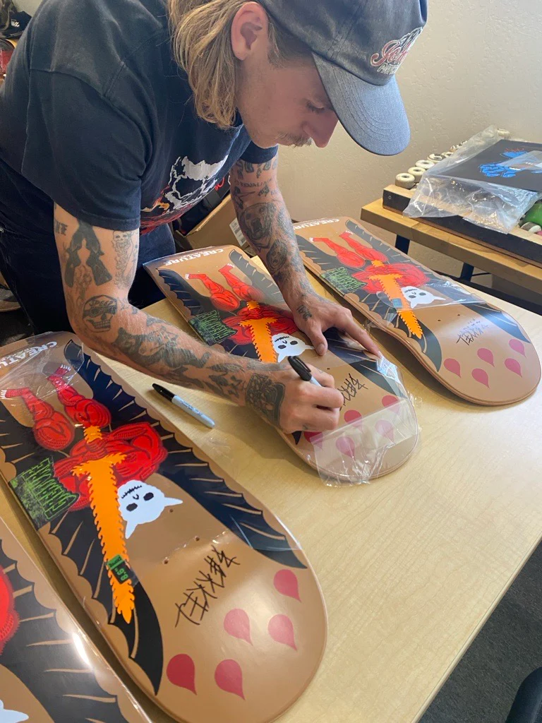 Signed 8.6in Baekkel Demon Creature Skateboard Deck