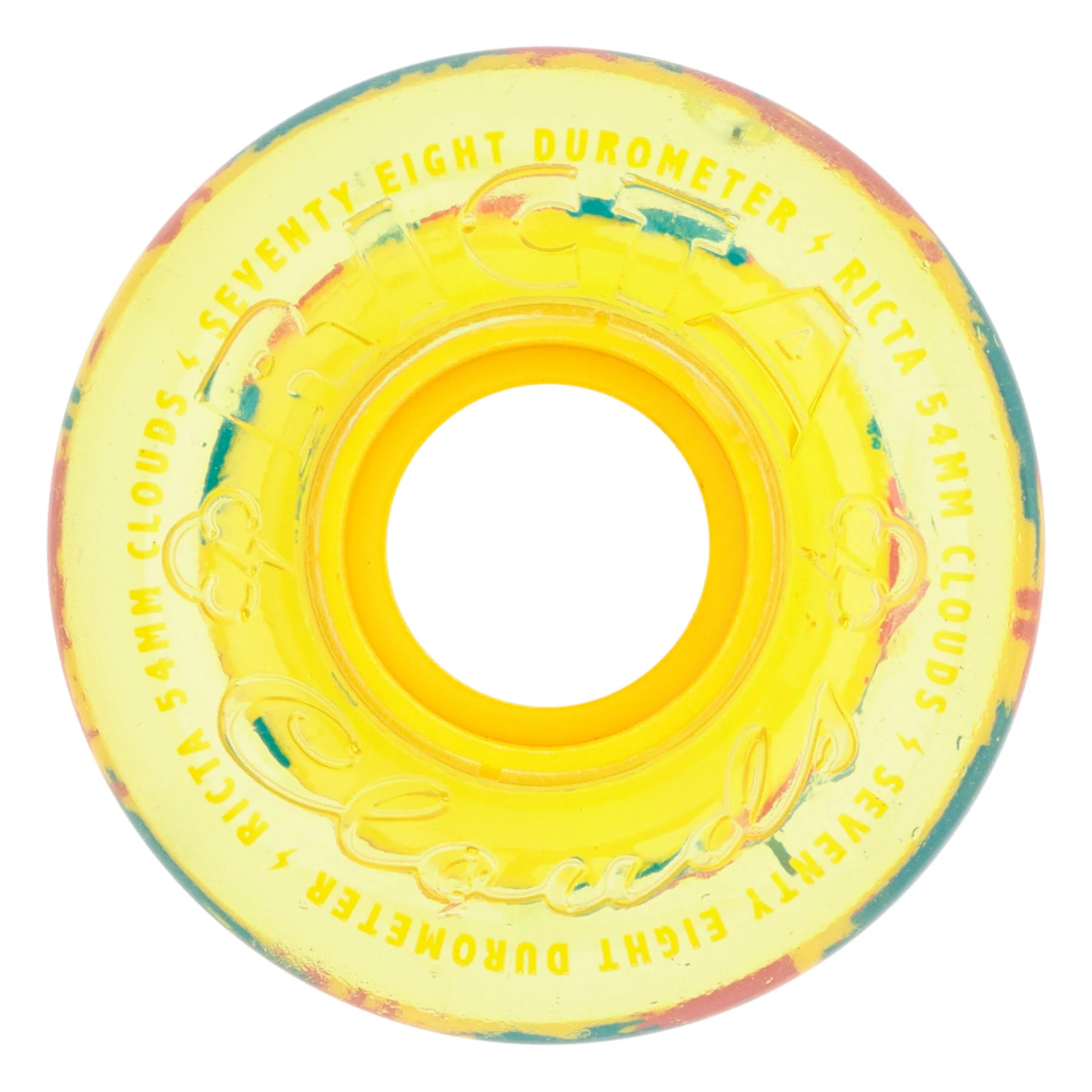 54mm Clear Splatter Clouds Camo Yellow 78a Ricta Skateboard Wheels