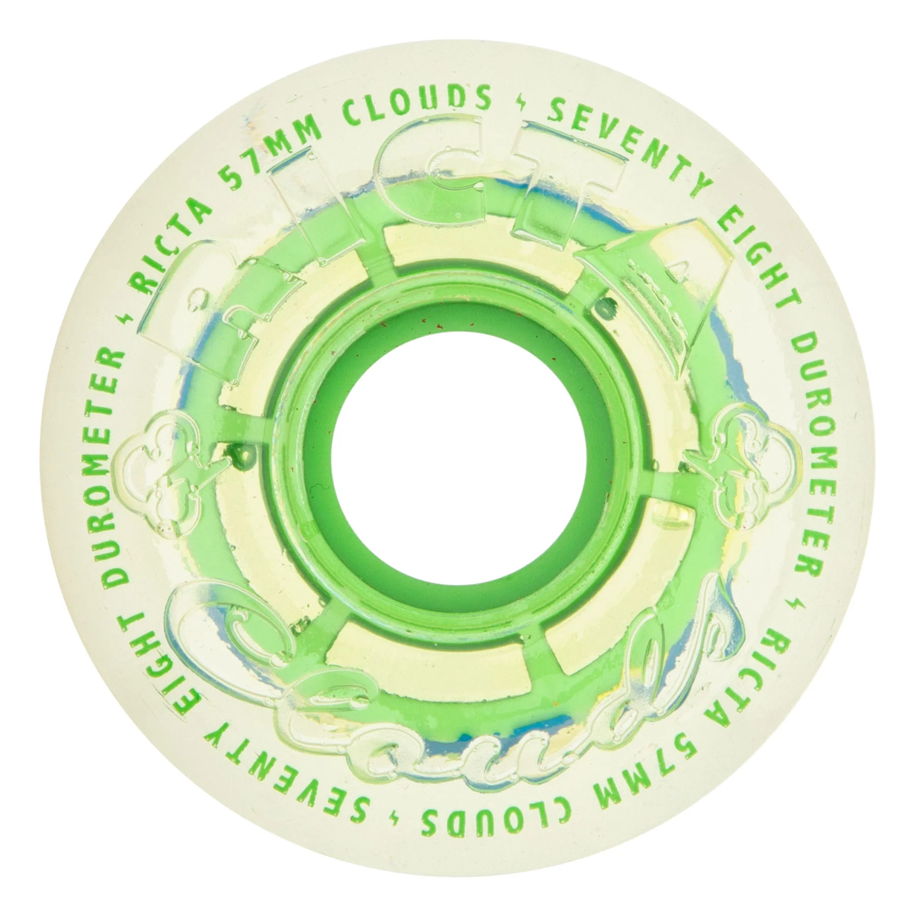 57mm Clear Splatter Clouds Camo Green 78a Ricta Skateboard Wheels