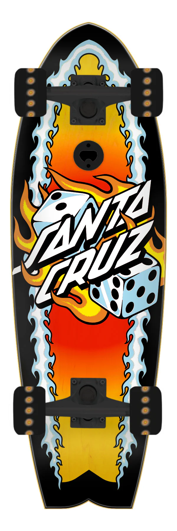 8.81in Flaming Dice Dot Santa Cruz Shark Cruiser