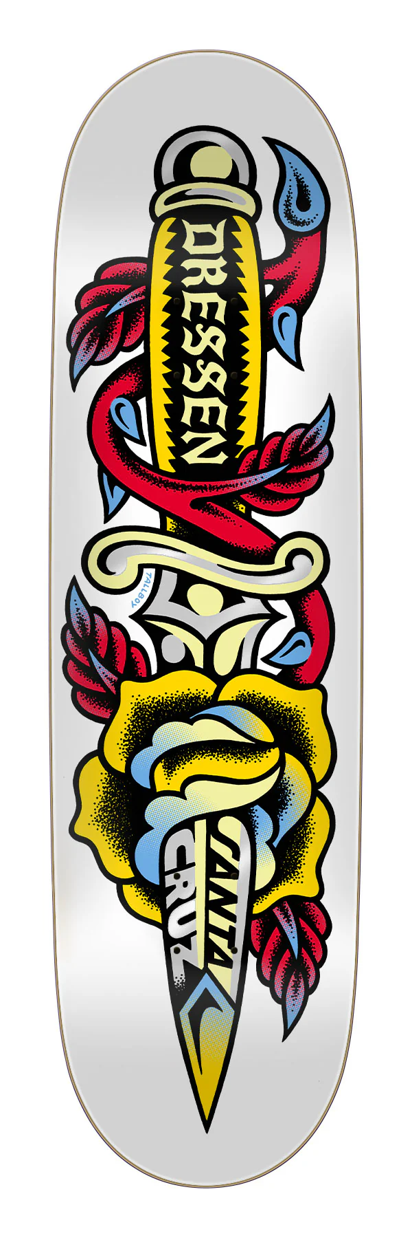 8.7in Dressen Dagger Santa Cruz Shaped Skateboard Deck