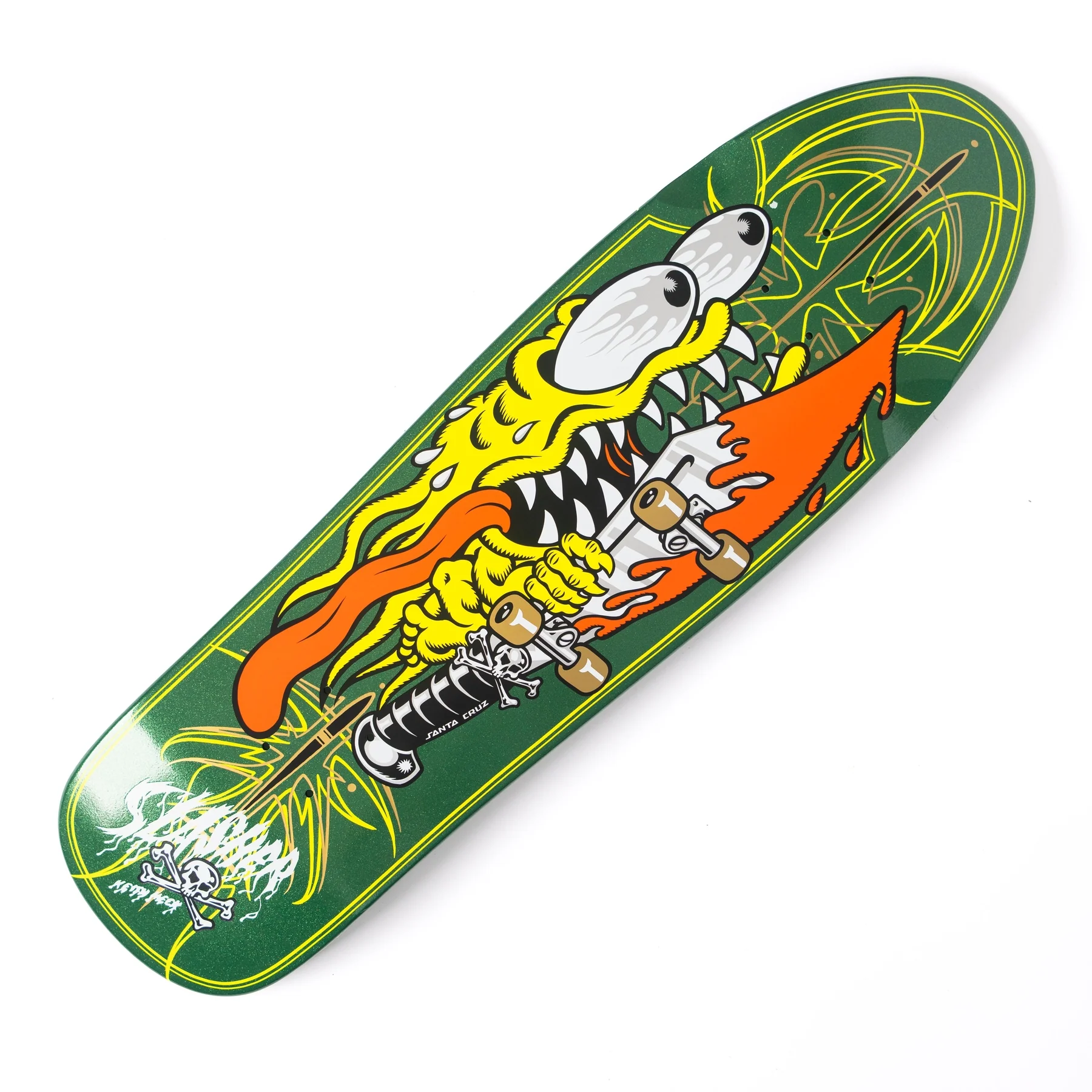 9.23in Meek Green Pinstripe Slasher Santa Cruz Skateboard Deck