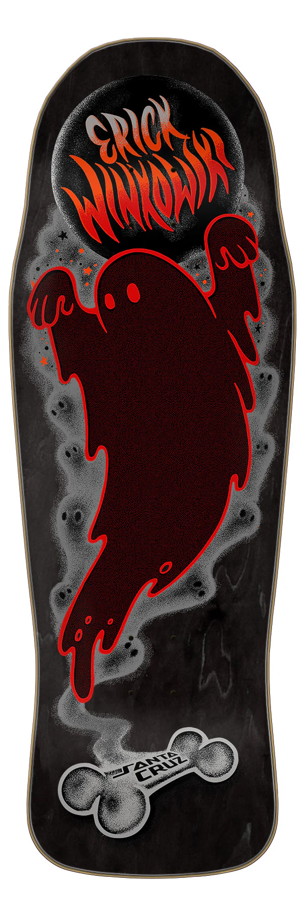 10.34in Winkowski Ghost Black Santa Cruz Shaped Skateboard Deck