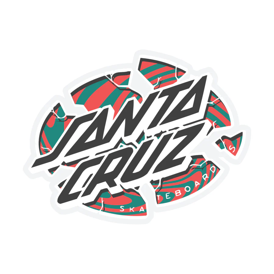 Warp Broken Dot 3.875in Santa Cruz Stickers (25 Pack)