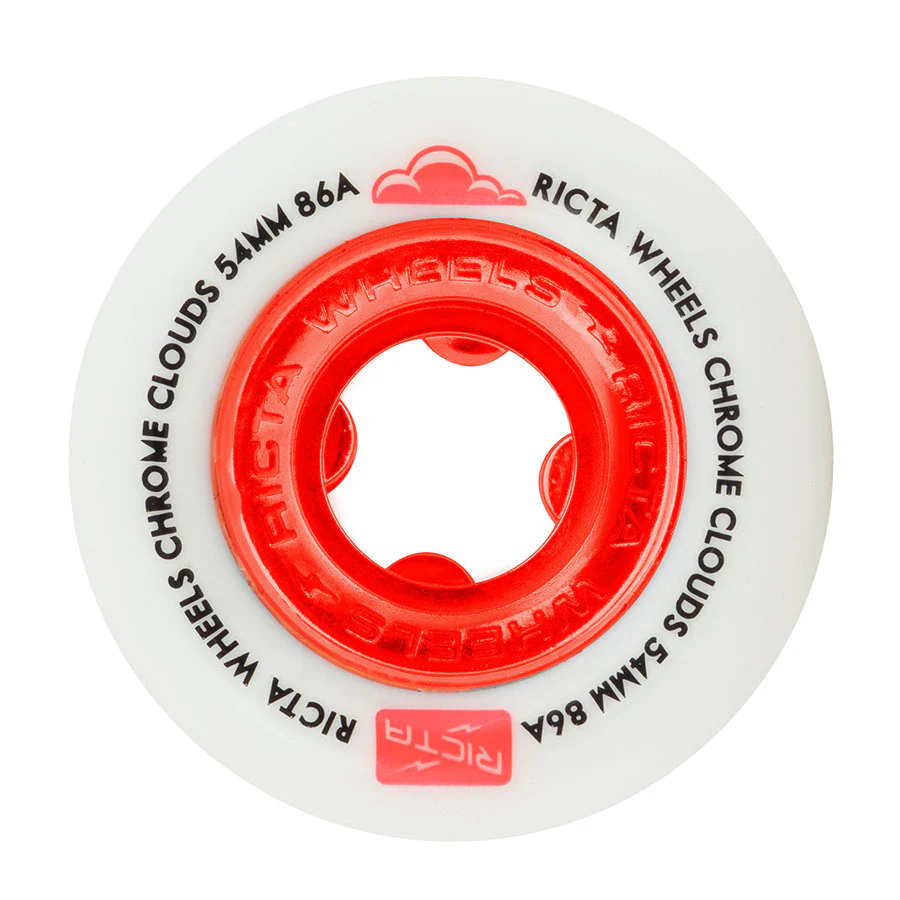 54mm Chrome Clouds Red 86a Ricta Skateboard Wheels