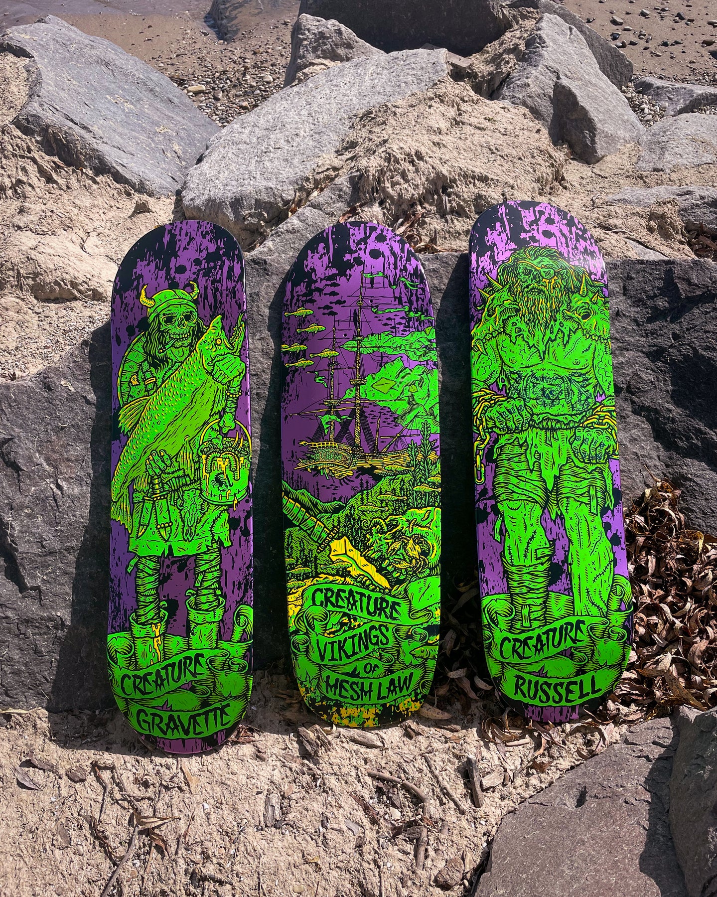8.75in Chris Russell Viking of Hesh Law XX Creature Skateboard Deck