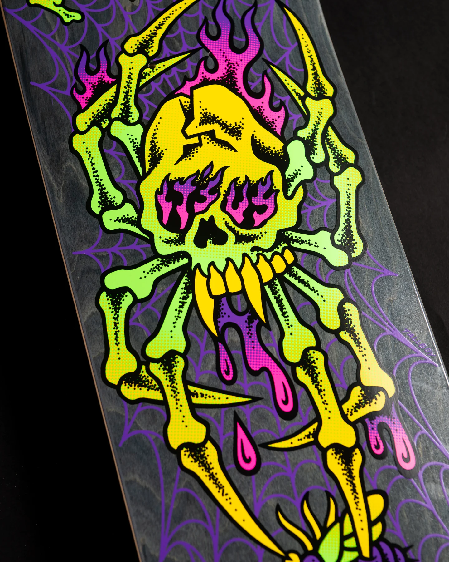 8.47in Collin Provost Skull Spider Creature Skateboard Deck