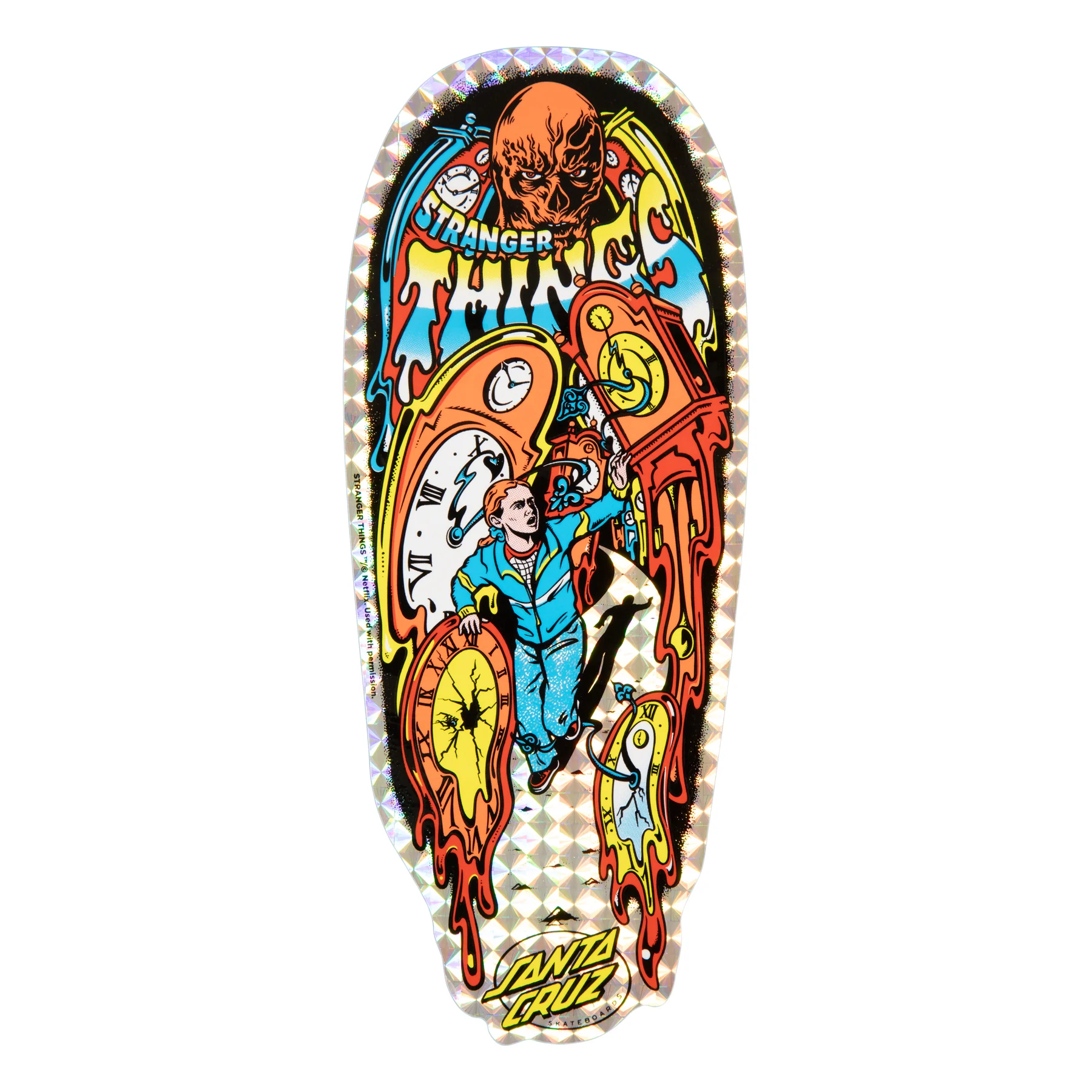 9.7in Stranger Things Grabke Max Melting Clock Santa Cruz Skateboard Deck