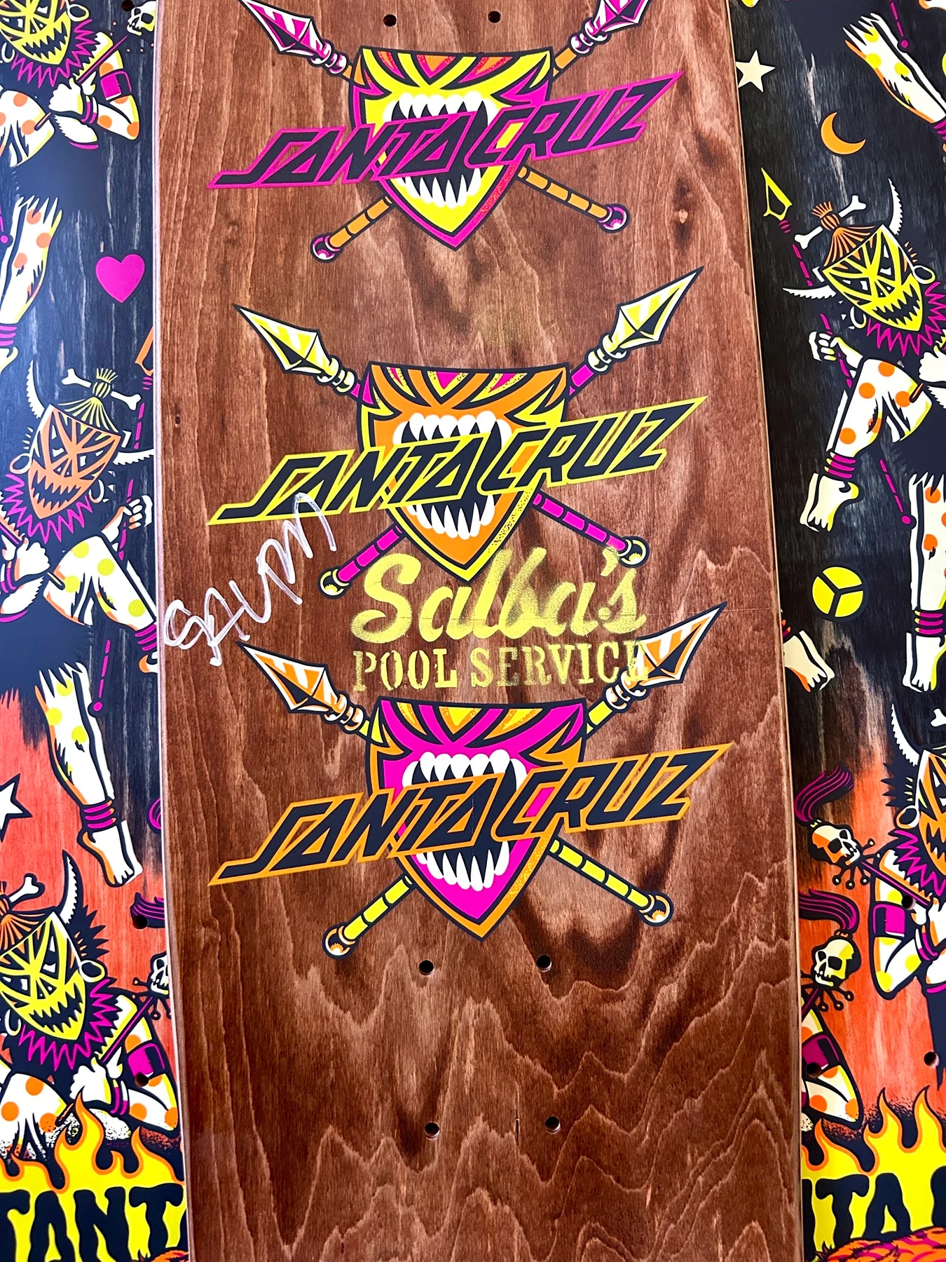 Signed 8.80in Salba Firedance Santa Cruz Egg Skateboard Deck