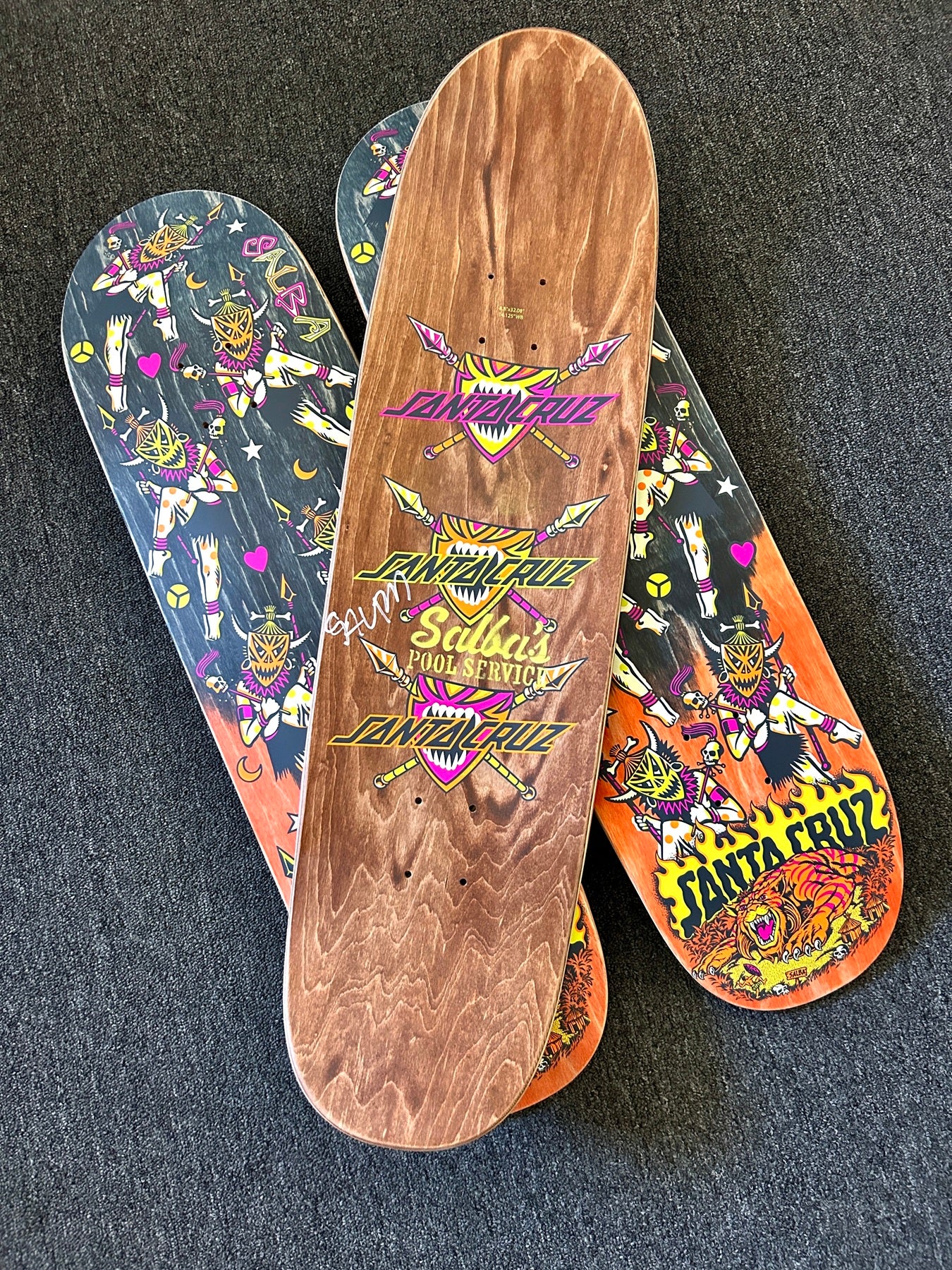 Signed 8.80in Salba Firedance Santa Cruz Egg Skateboard Deck